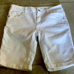 Justice white mid thigh shorts